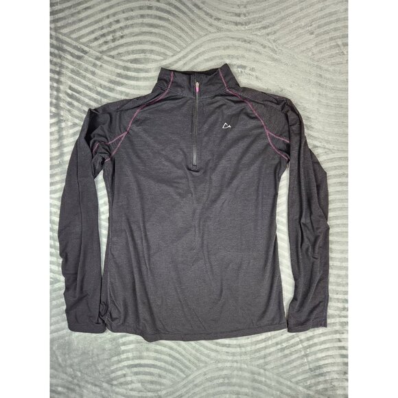 Paradox Merino Blend 1/4 Zip Base Layer Top Womens  L Black Pullover Thumb Holes - Picture 1 of 12